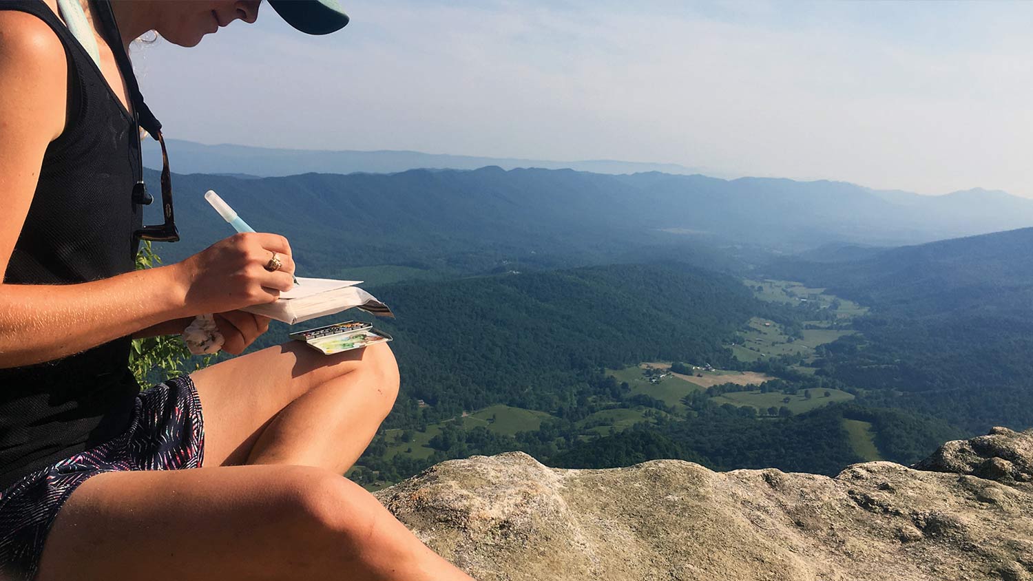 A rare moment to paint directly from the landscape atop McAfee Knob