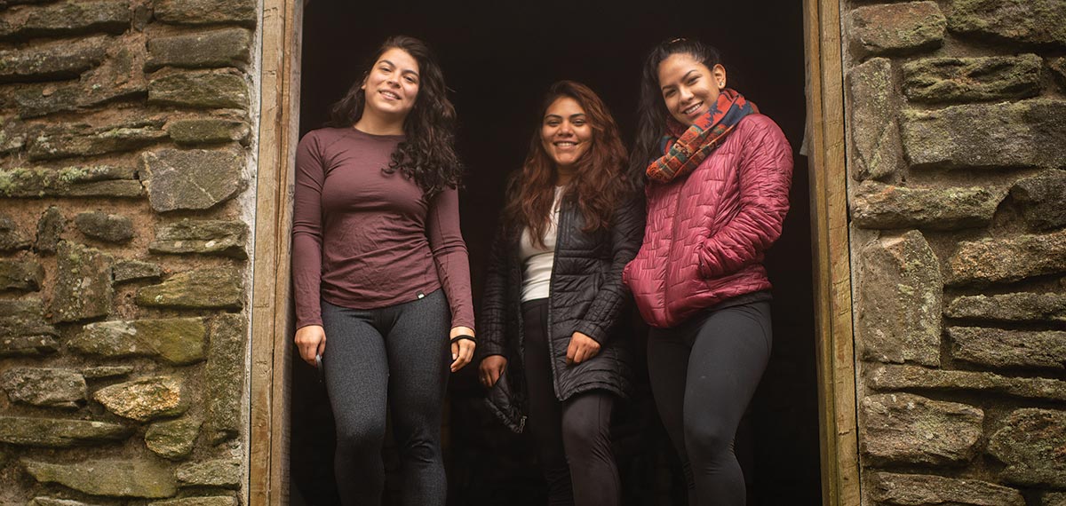 From left: Luz with friends Liz Maldonado and Paola Rodriguez at Blood Mountain shelter