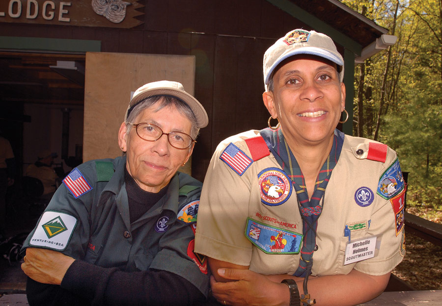 Michelle with her mom, Mary Holmes in their Scout volunteer uniforms