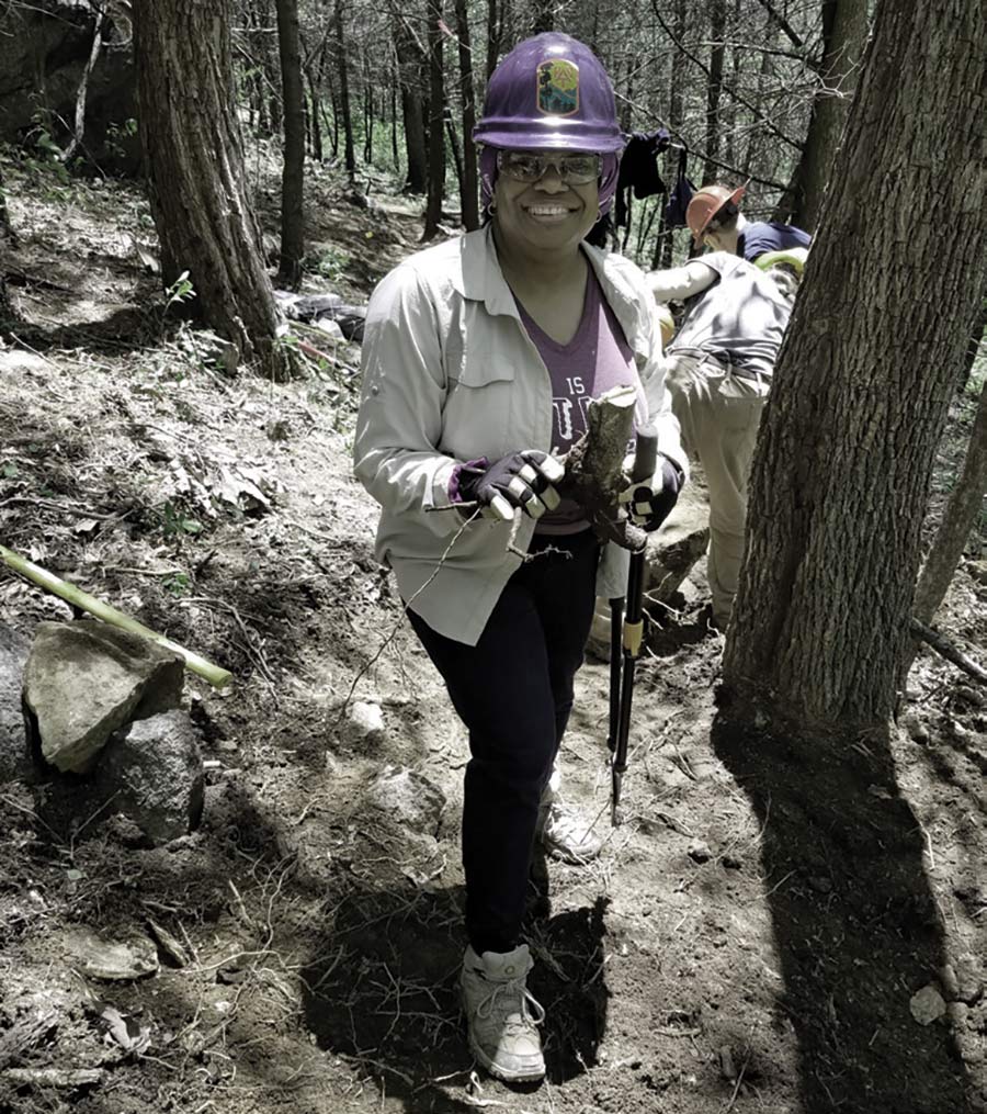 Tysha Robinson on a PATC maintenance trip at Mutton Hollow in Virginia 
