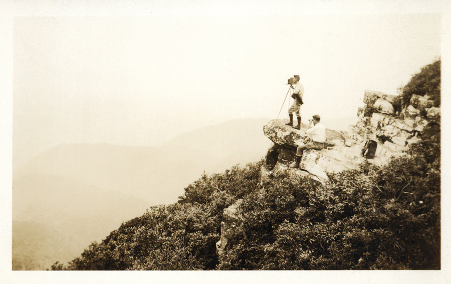 old photograph of hikers on a mountain