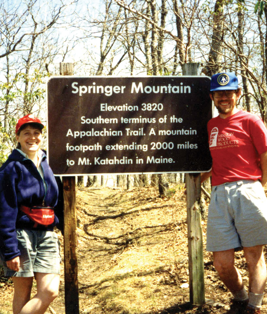 Elizabeth and Don revisit Springer Mountain in 1992, the year after finishing their thru-hikes