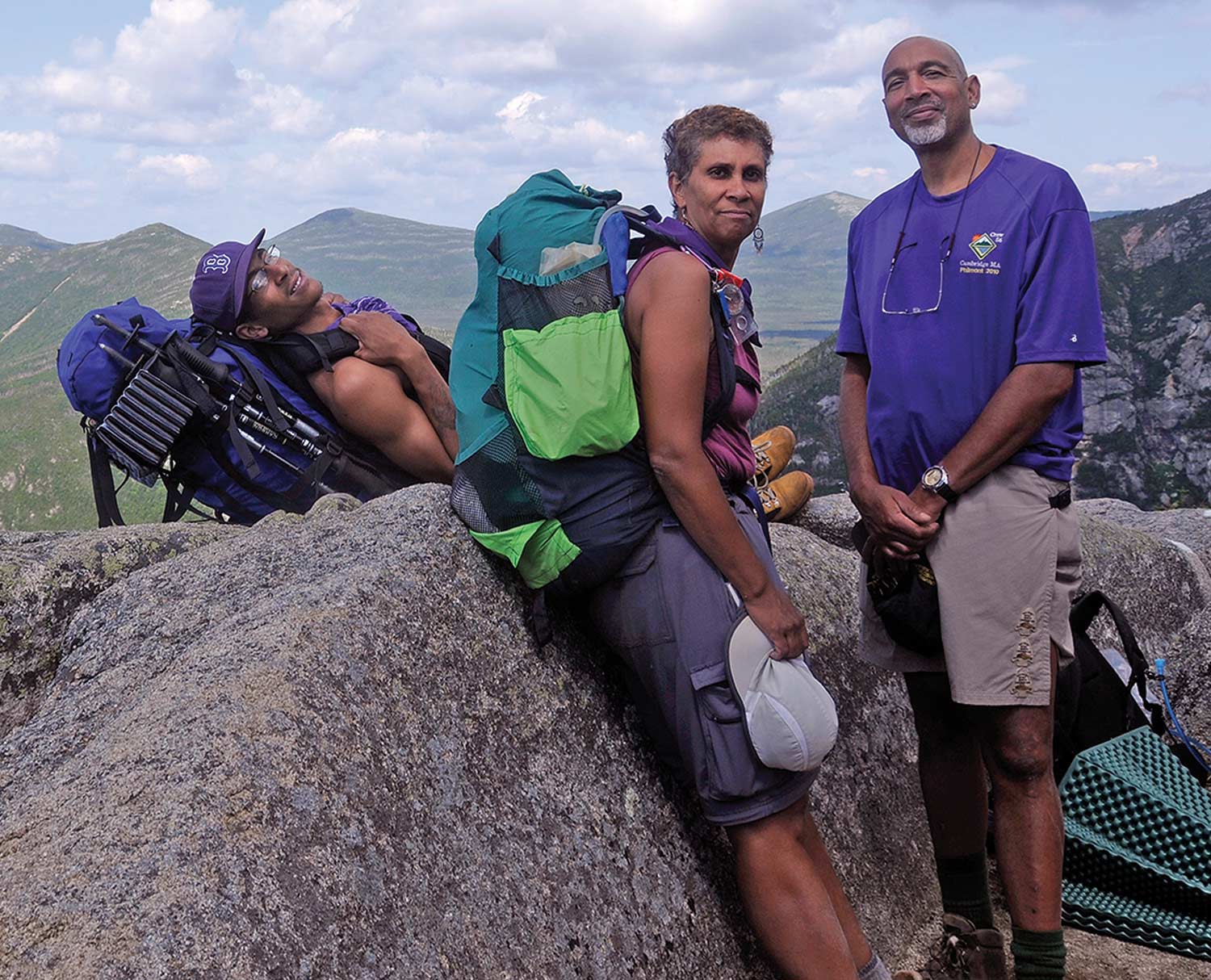 Derrick, Michelle, and their son, Tano, ascend the A.T. on Katahdin