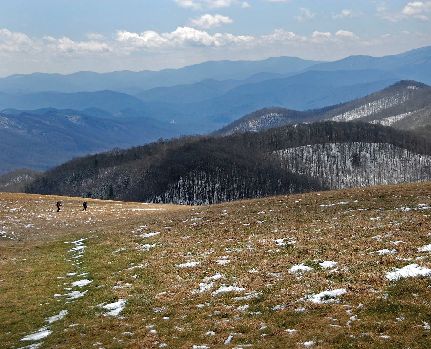 A.T. hikers on the  North Carolina/Tennessee balds