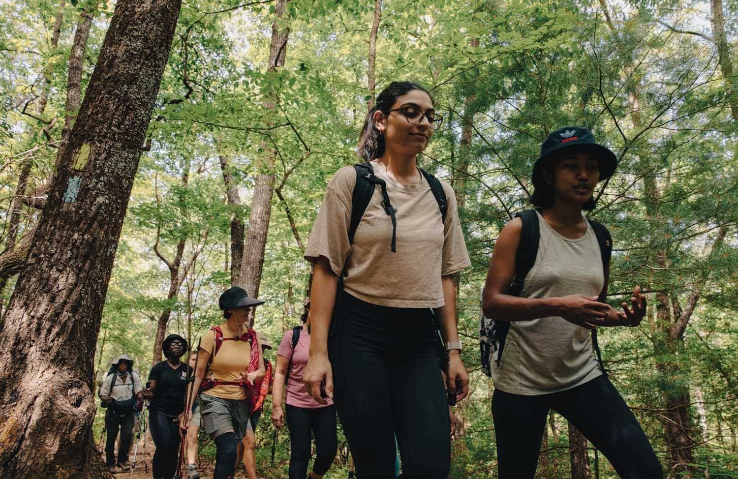 group of women going on a hike together
