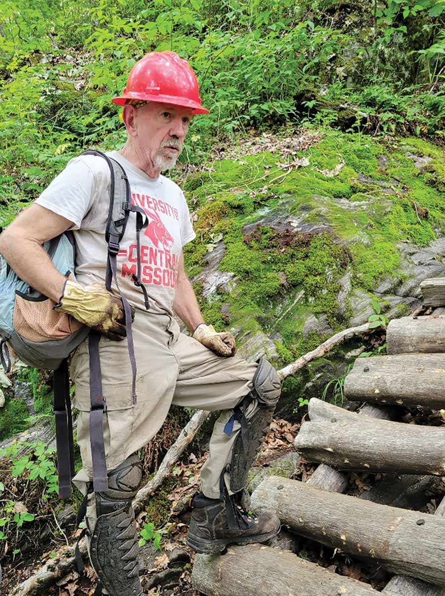 Matt Perrenod volunteers frequently with the ATC’s Konnarock Trail Crew on the southern portion of the A.T. Photo courtesy of Ruth Mosholder.