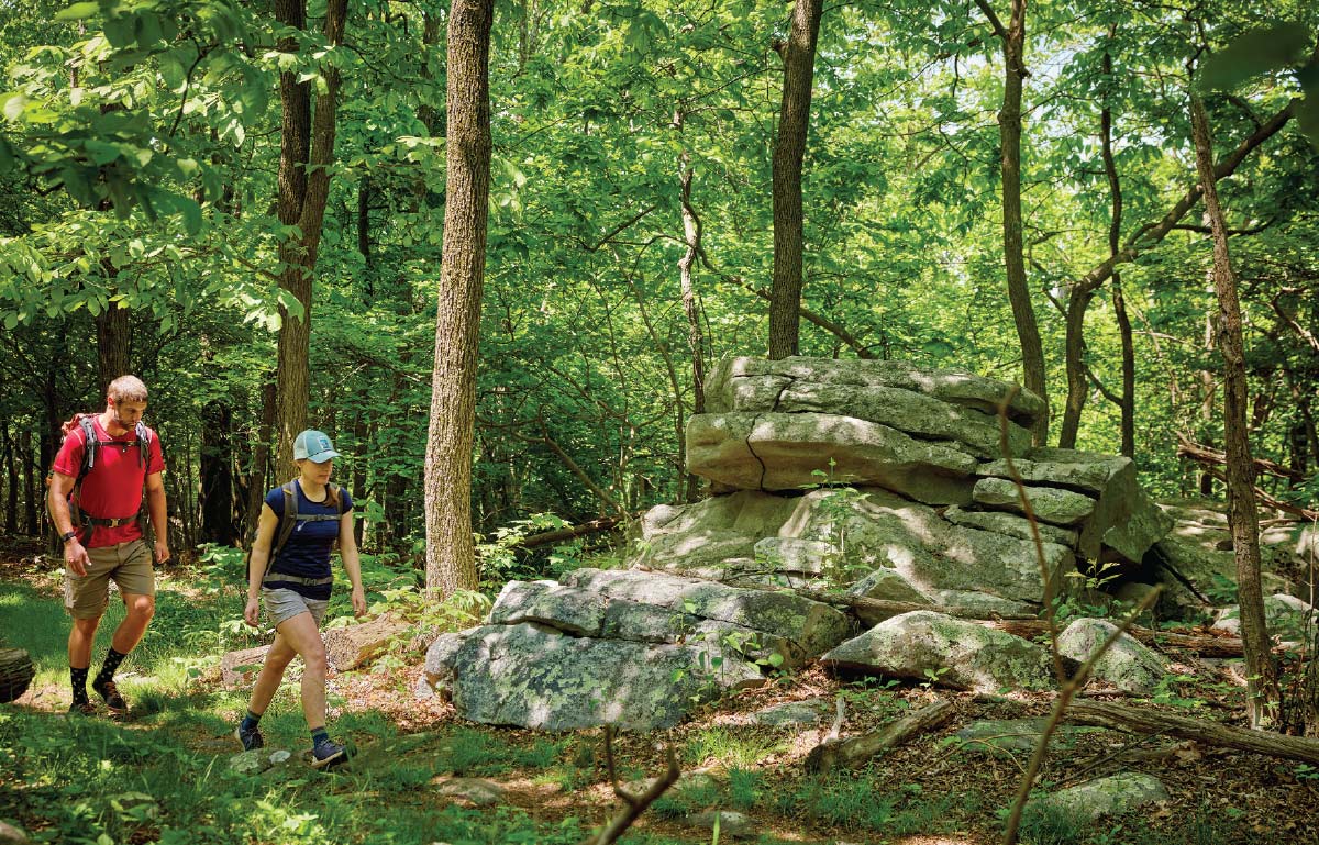 Two members of the team walking trail