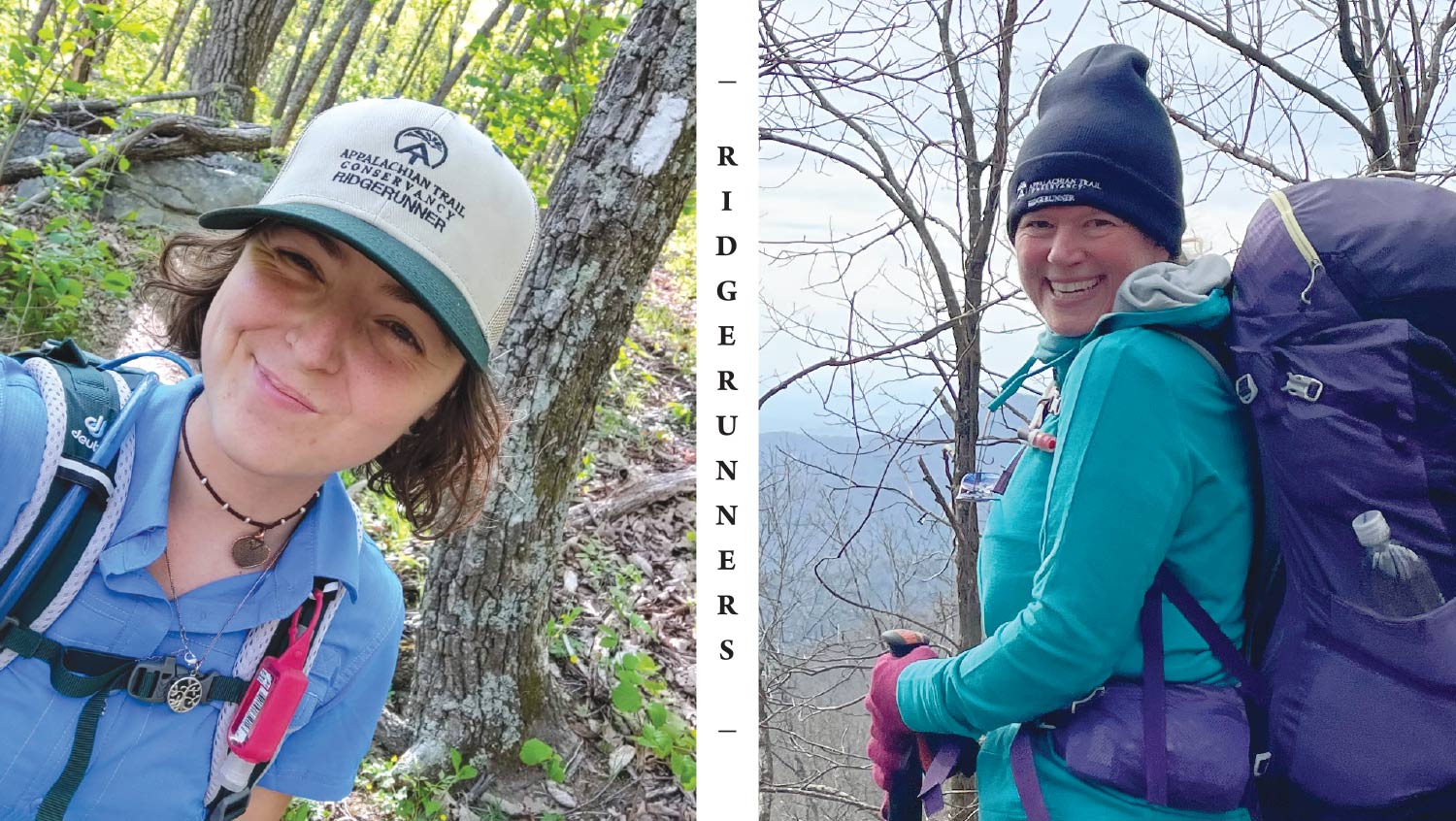 Suzanne Neal and Collin Chambers in their hiking gear outside smiling