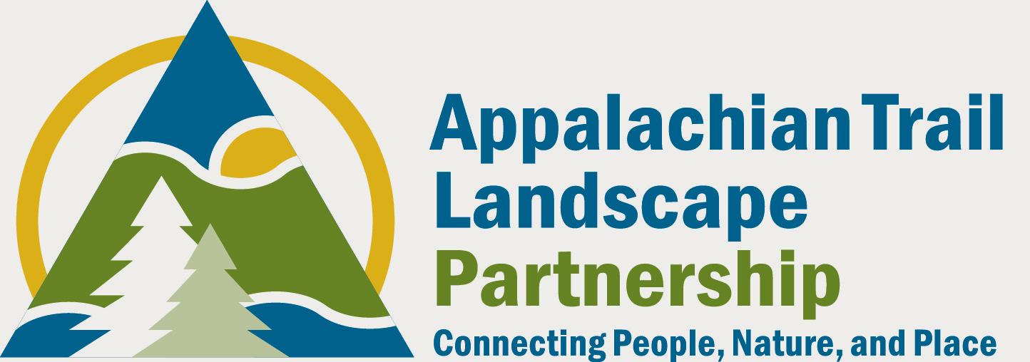 Logo for the Appalachian Trail Landscape Partnership featuring a stylized mountain with trees, sun, and river elements inside a circular border, alongside the text “Appalachian Trail Landscape Partnership” and the tagline “Connecting People, Nature, and Place.”